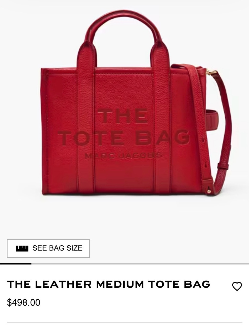 Medium 
Marc Jacobs Red The ToteBag Pebbled Leather Tote - Picture 8 of 8
